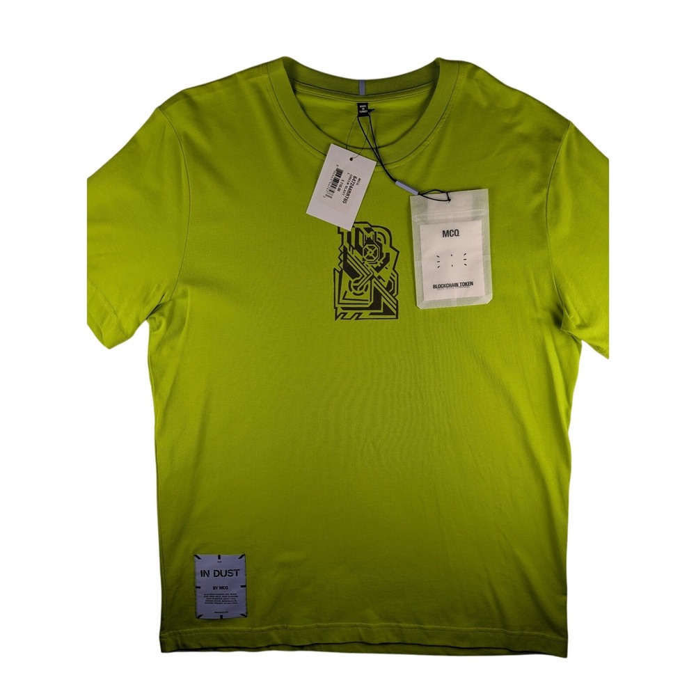 MCQ Green Blast T-Shirt Mens Size L Graphic Print IN DUST Crew Neck